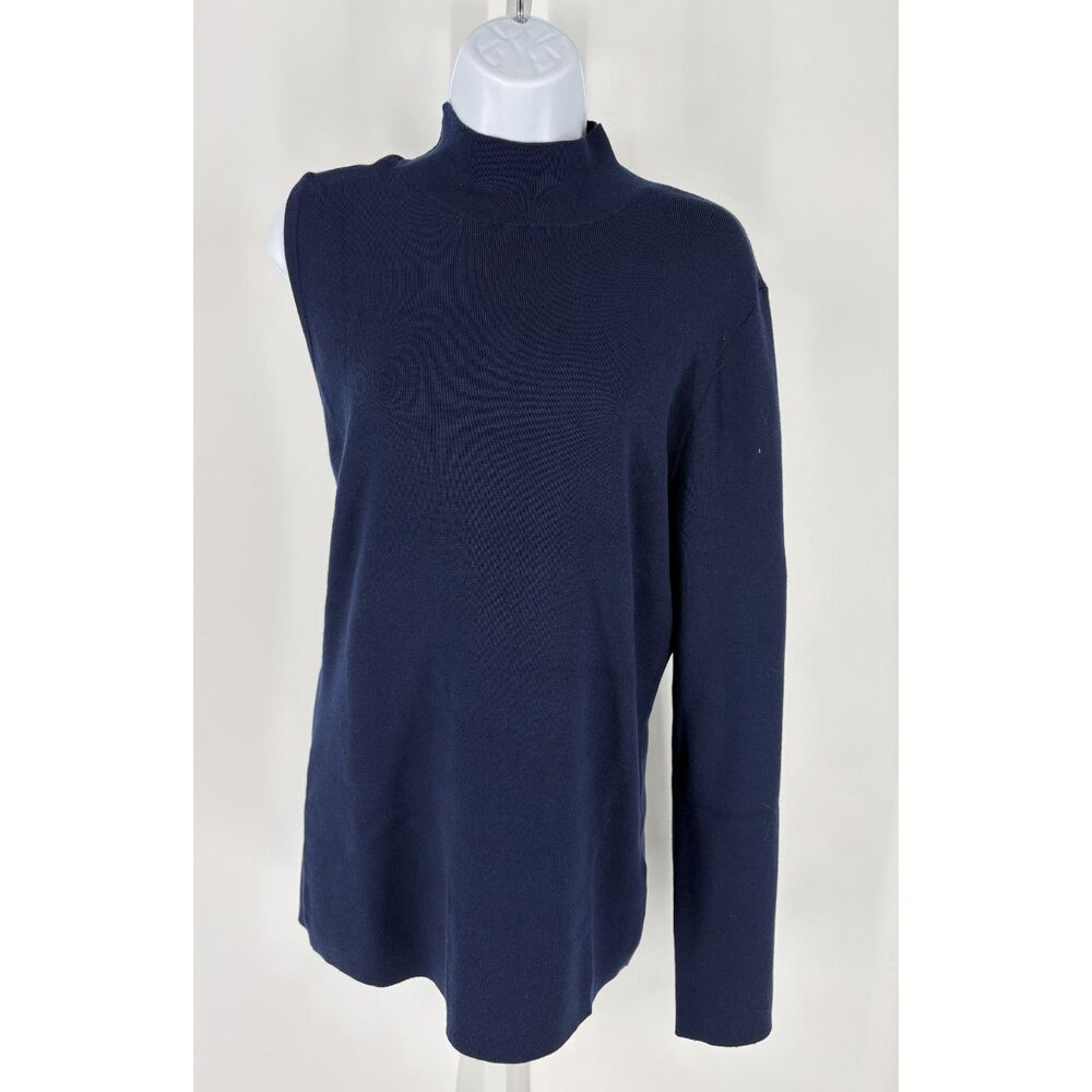 Navy Mock Neck Sweater | Long Sleeve Knit Pullover